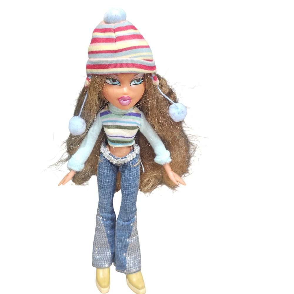 Bratz Yasmin‎ Doll MGA 2003 Y2K Striped Sweater Flare Jeans Hat